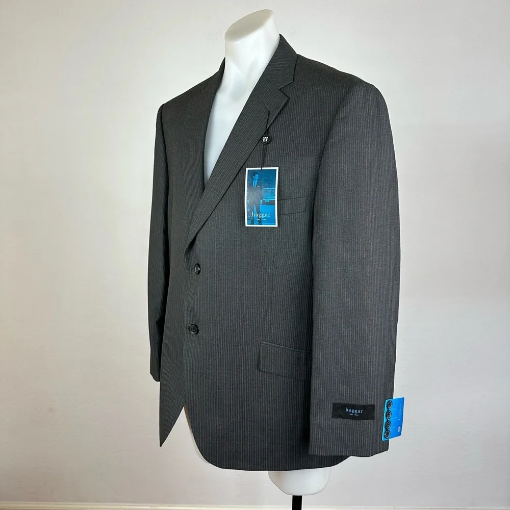 NWT Haggar Charcoal Pinstripe XXL Sport Jacket